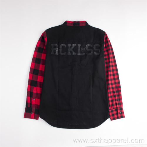 Long Sleeve Fleeece Joining Jacket Plaid Warm Shirt